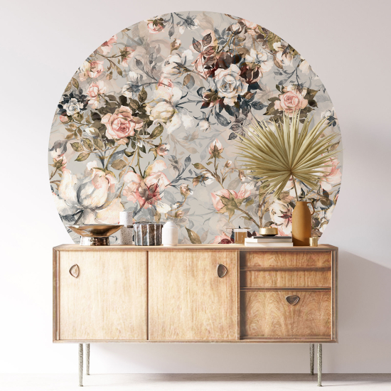 Stickers rond / cercle - Motif floral