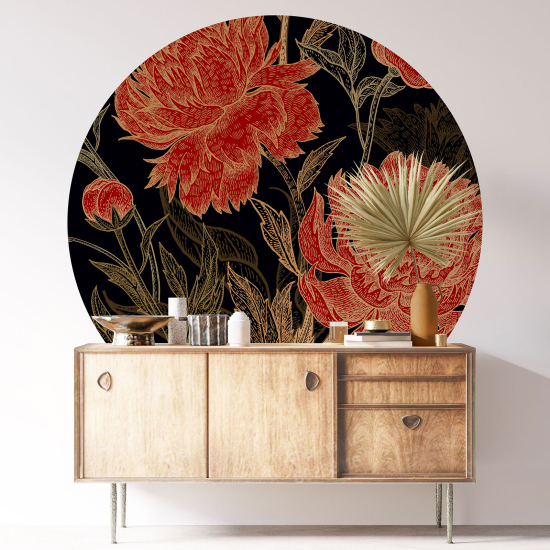 Stickers rond / cercle - Motif floral