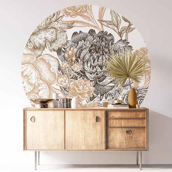 Stickers rond / cercle - Motif floral