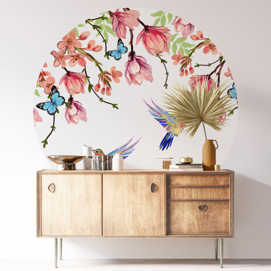 Stickers rond / cercle - Motif floral