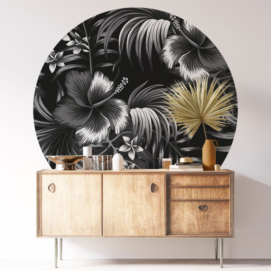 Stickers rond / cercle - Motif floral