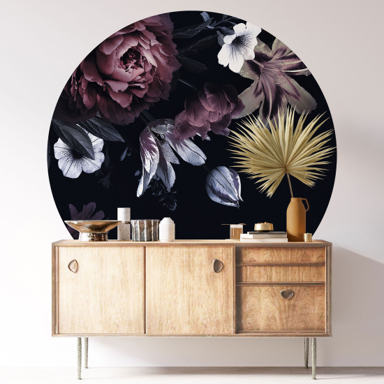 Stickers rond / cercle - Motif floral