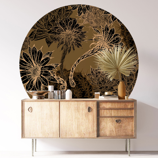 Stickers rond / cercle - Motif floral