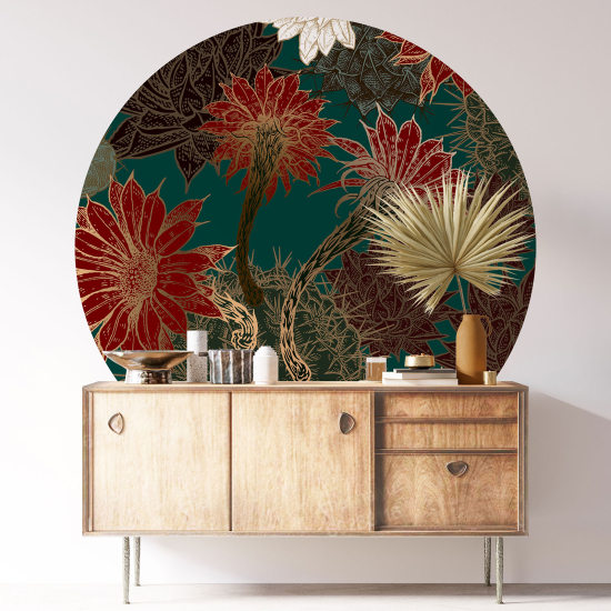 Stickers rond / cercle - Motif floral