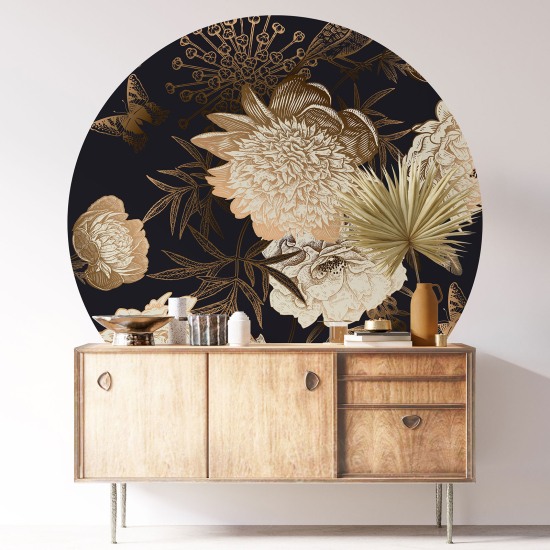 Stickers rond / cercle - Motif floral