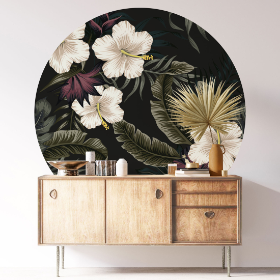 Stickers rond / cercle - Motif floral