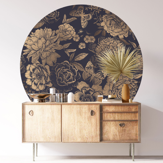 Stickers rond / cercle - Motif floral