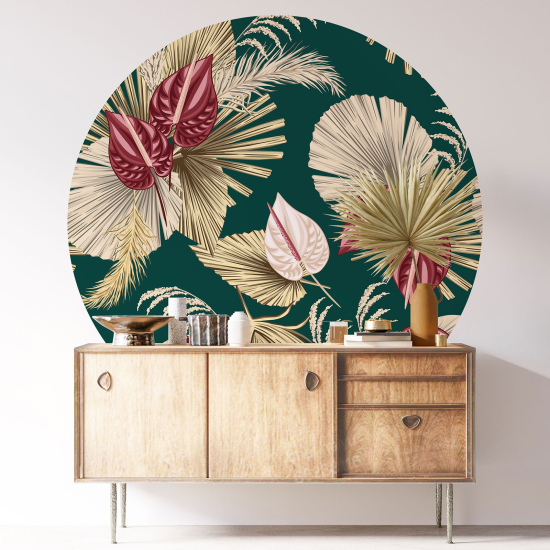 Stickers rond / cercle - Motif floral