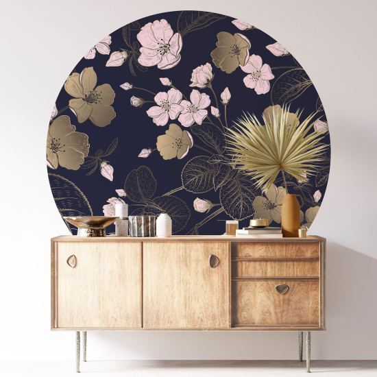 Stickers rond / cercle - Motif floral