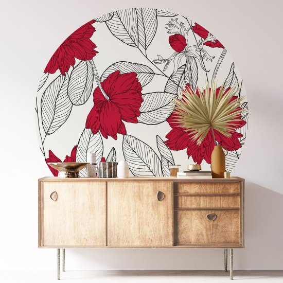 Stickers rond / cercle - Motif floral