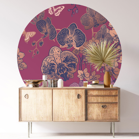 Stickers rond / cercle - Motif floral