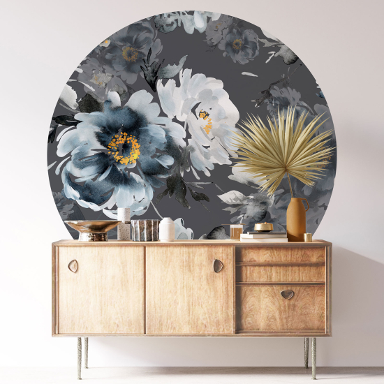 Stickers rond / cercle - Motif floral