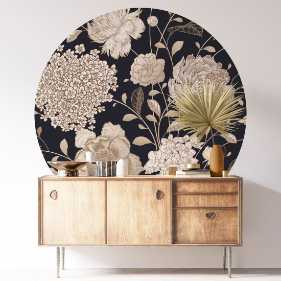 Stickers rond / cercle - Motif floral