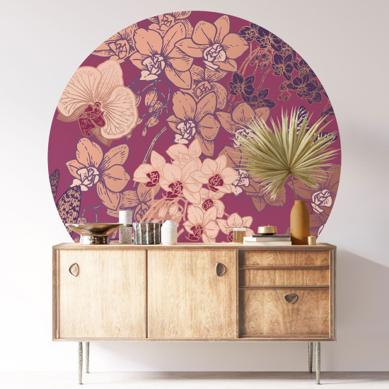 Stickers rond / cercle - Motif floral