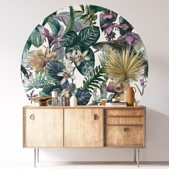 Stickers rond / cercle - Motif floral