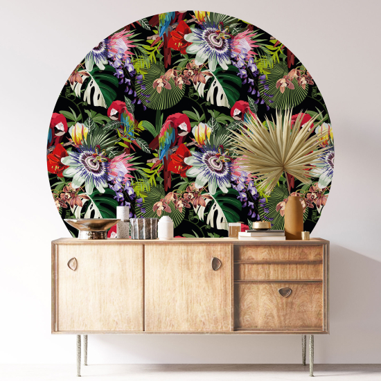 Stickers rond / cercle - Motif tropical