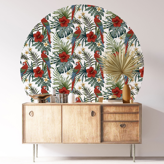 Stickers rond / cercle - Motif tropical