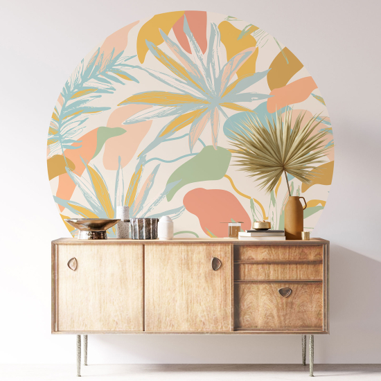 Stickers rond / cercle - Motif tropical