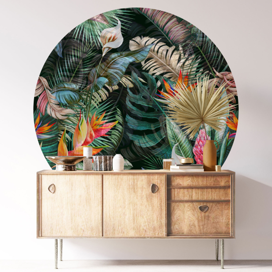 Stickers rond / cercle - Motif tropical