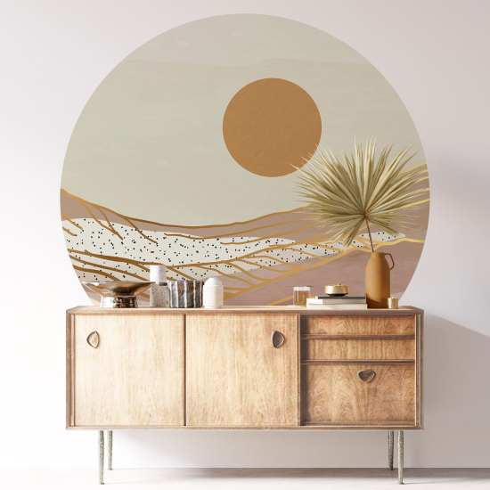 Stickers rond / cercle - Paysage Boho