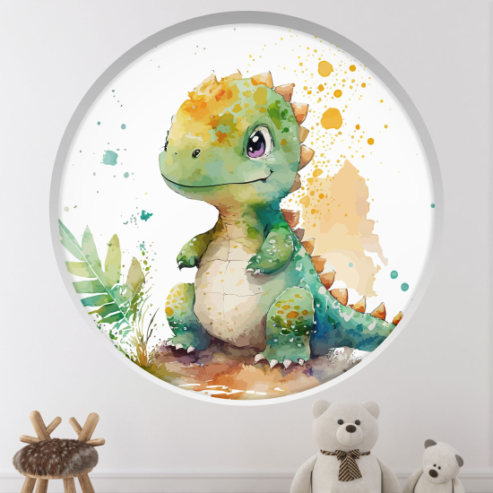 Stickers Trompe l'œil Arche ronde Enfants - Bébé dinosaure