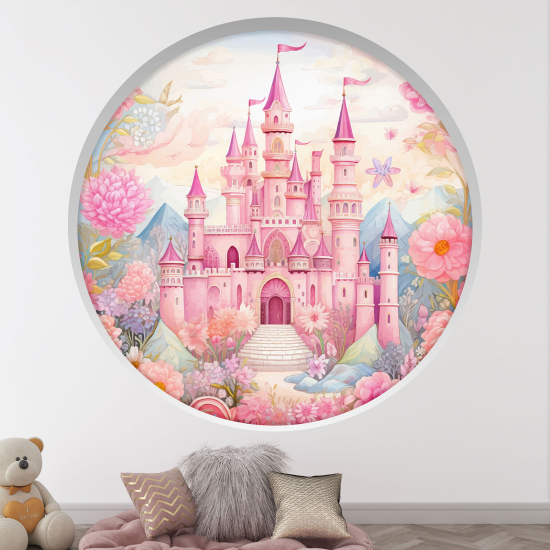 Stickers Trompe l'œil Arche ronde Enfants - Château princesse