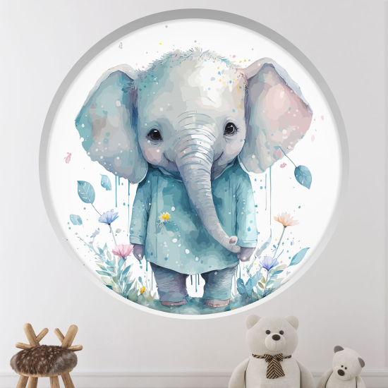 Stickers Trompe l'œil Arche ronde Enfants - Éléphant