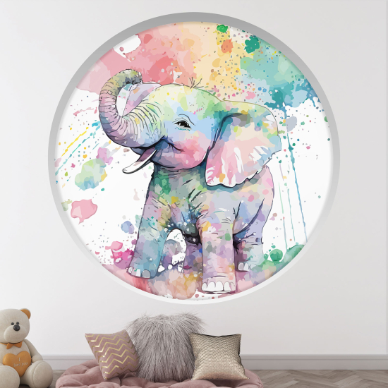 Stickers Trompe l'œil Arche ronde Enfants - Éléphant