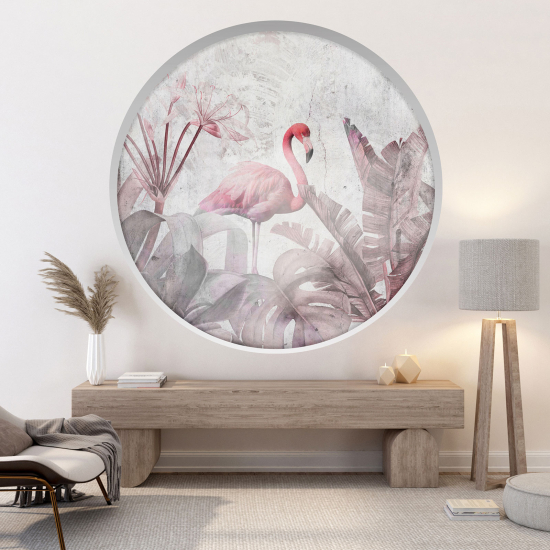 Stickers Trompe l'œil Arche ronde Enfants - Flamant rose