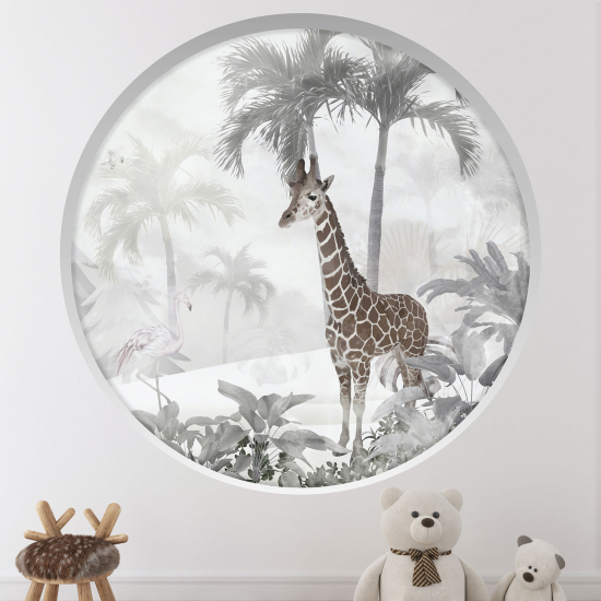 Stickers Trompe l'œil Arche ronde Enfants - Girafe