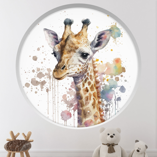 Stickers Trompe l'œil Arche ronde Enfants - Girafe