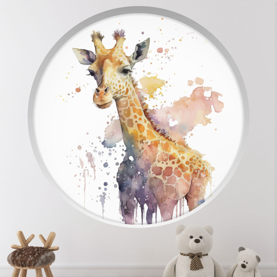 Stickers Trompe l'œil Arche ronde Enfants - Girafe