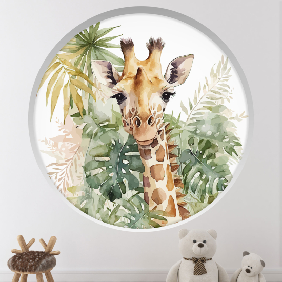 Stickers Trompe l'œil Arche ronde Enfants - Girafe