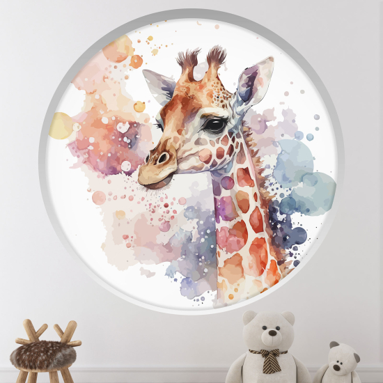 Stickers Trompe l'œil Arche ronde Enfants - Girafe