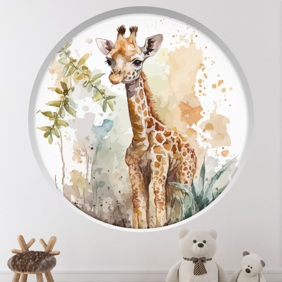 Stickers Trompe l'œil Arche ronde Enfants - Girafe