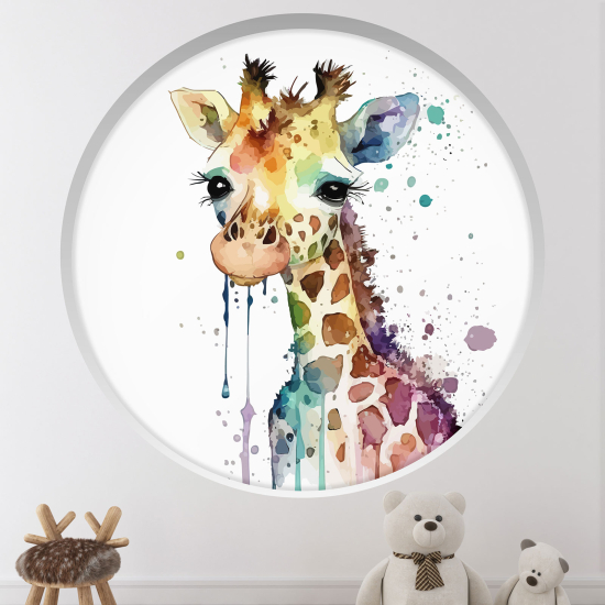 Stickers Trompe l'œil Arche ronde Enfants - Girafe