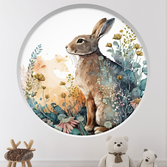 Stickers Trompe l'œil Arche ronde Enfants - Lapin