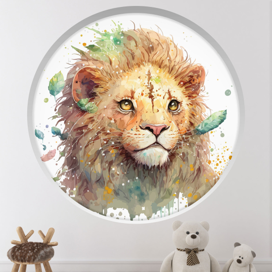 Stickers Trompe l'œil Arche ronde Enfants - Lion