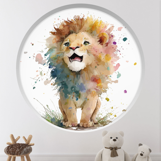 Stickers Trompe l'œil Arche ronde Enfants - Lion