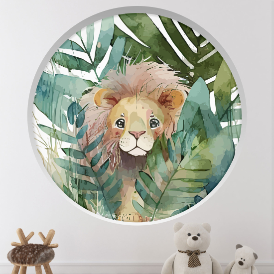 Stickers Trompe l'œil Arche ronde Enfants - Lion