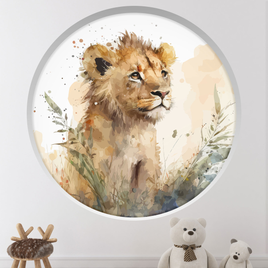 Stickers Trompe l'œil Arche ronde Enfants - Lion