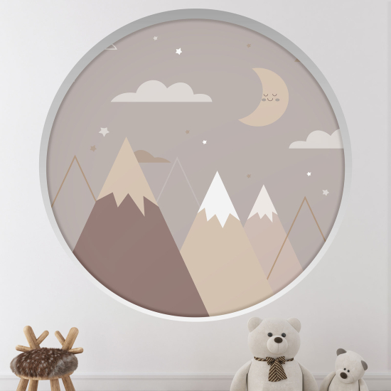 Stickers Trompe l'œil Arche ronde Enfants - Montagnes