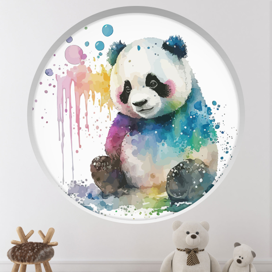 Stickers Trompe l'œil Arche ronde Enfants - Panda