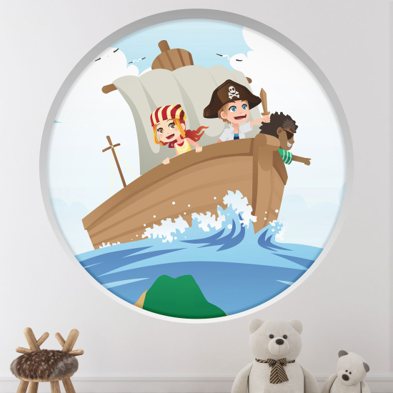 Stickers Trompe l'œil Arche ronde Enfants pirates