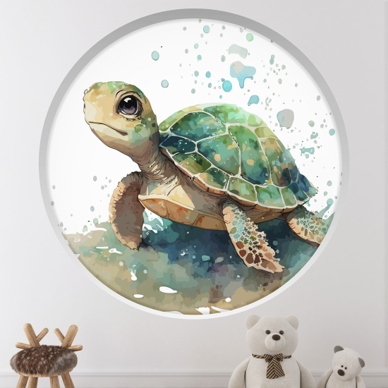 Stickers Trompe l'œil Arche ronde Enfants - Tortue