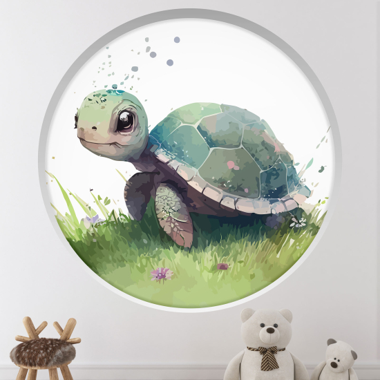 Stickers Trompe l'œil Arche ronde Enfants - Tortue