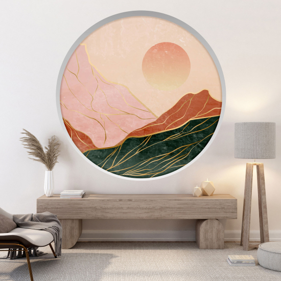 Stickers Trompe l'œil Arche ronde - Paysage Boho