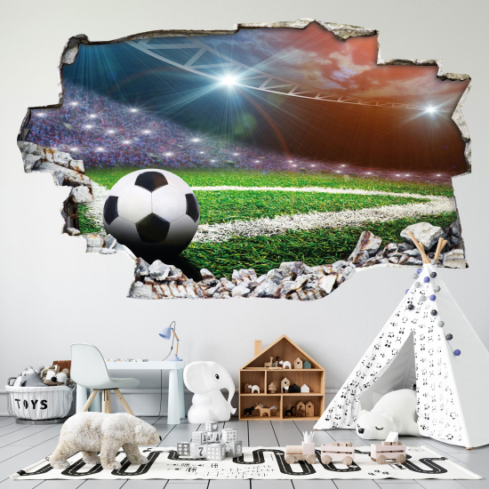 Stickers Trompe l'oeil trou dans le mur - Football