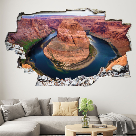 Stickers Trompe l'oeil trou dans le mur - Grand Canyon