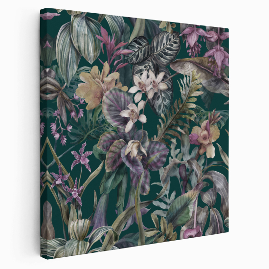 Tableau toile Carré - Fleurs tropical